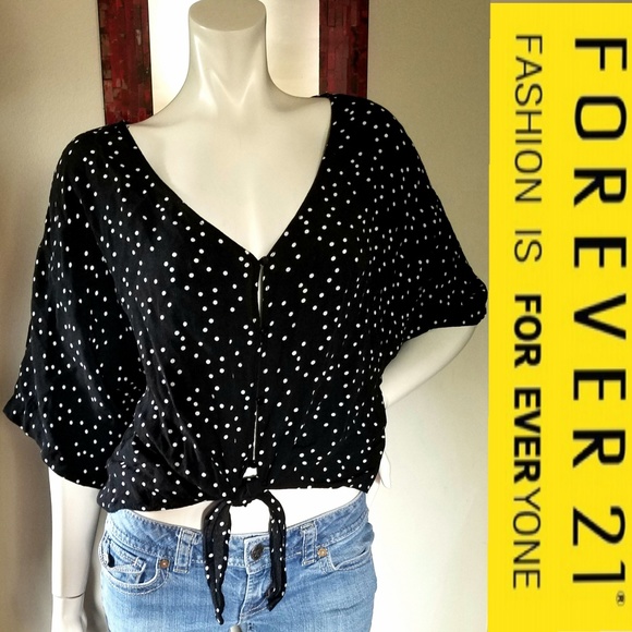 Forever 21 Tops - F21 Tie Up Kimono Mid Crop Blouse Top Gypsy Boho